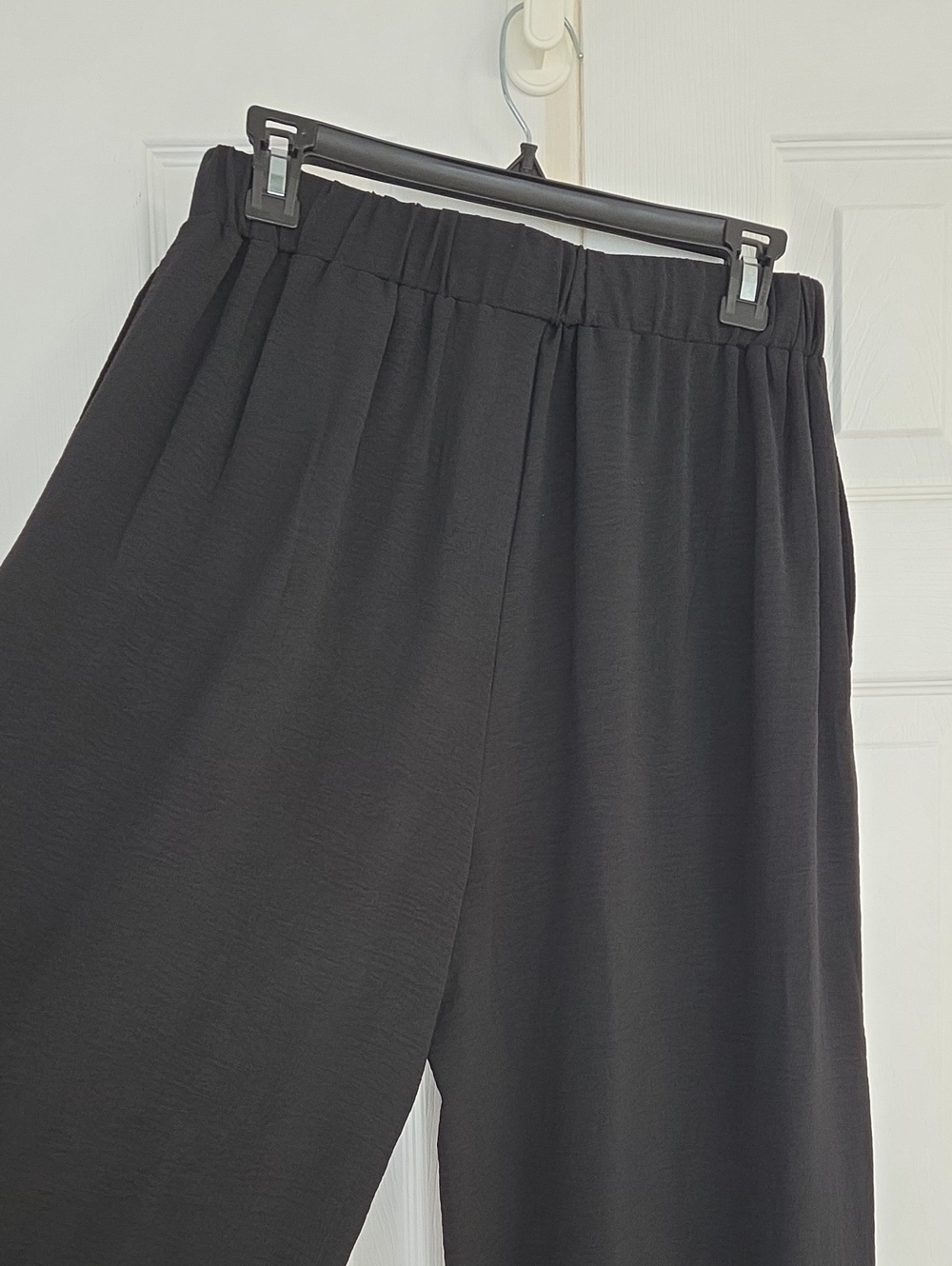 BLACK PALAZZO PANTS WIDE LEG LIGHTWEIGHT MATCHING TIE BELT WITH POCKETS M - Picture 5 of 8